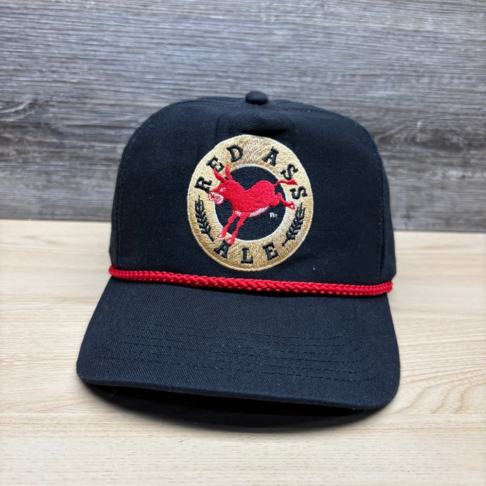 Vintage Red Ass Ale Hat Cap Strap Back Black Red Trucker Embroidered Mens